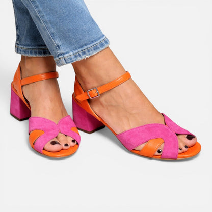Sandals with block heels and ankle straps