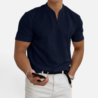 Men's T-shirt with V-neck and chest pocket