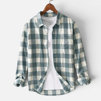 Checked flannel long-sleeved shirt