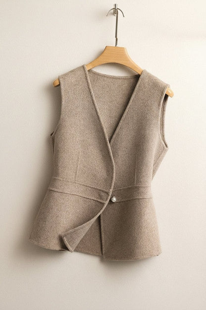 Elegant Pure Cashmere Vest - Wrap Front, V-Neckline, Soft & Breathable 0