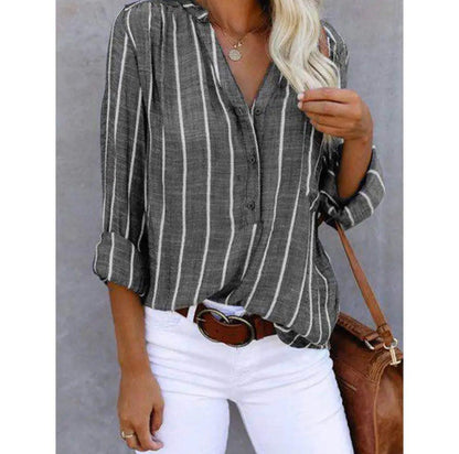 Callista | Women’s Casual Striped Summer Blouse with Button Front