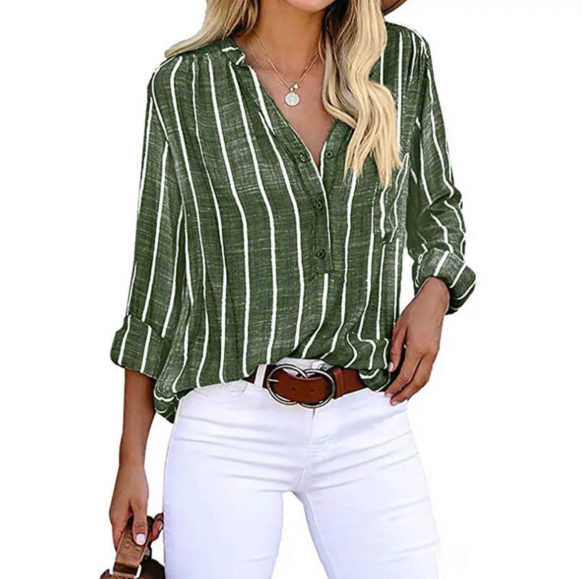 Callista | Women’s Casual Striped Summer Blouse with Button Front
