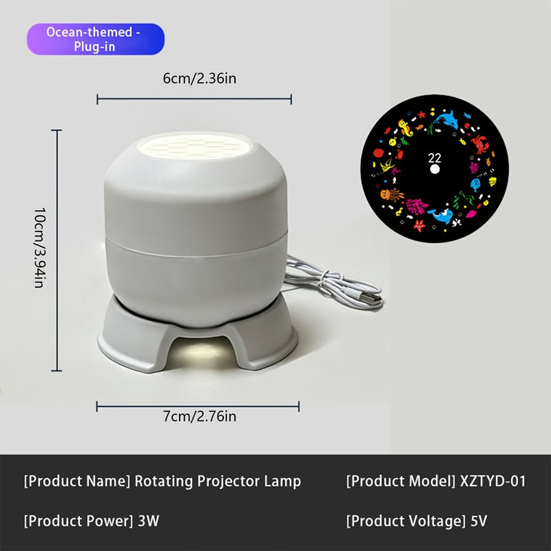 OCEANLUME – 360° drehbare LED-Ozeanprojektor-Nachtleuchte