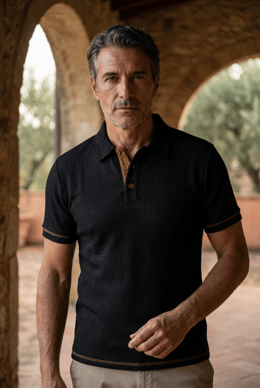 Men's Polo Shirt | Airy Modern Polo with Knitted Texture