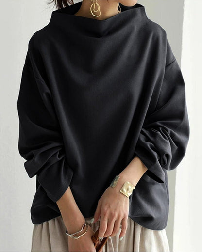 Rachel Women's High-Neck Long Sleeve Top - Soft Fabric, Elegant & Versatile 3