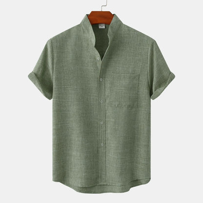 Bruce | Men's Summer Shirt with Collarless Design