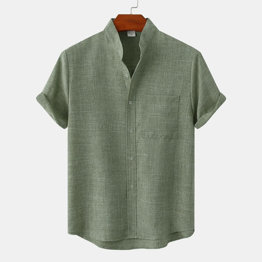 Bruce | Men's Summer Shirt with Collarless Design