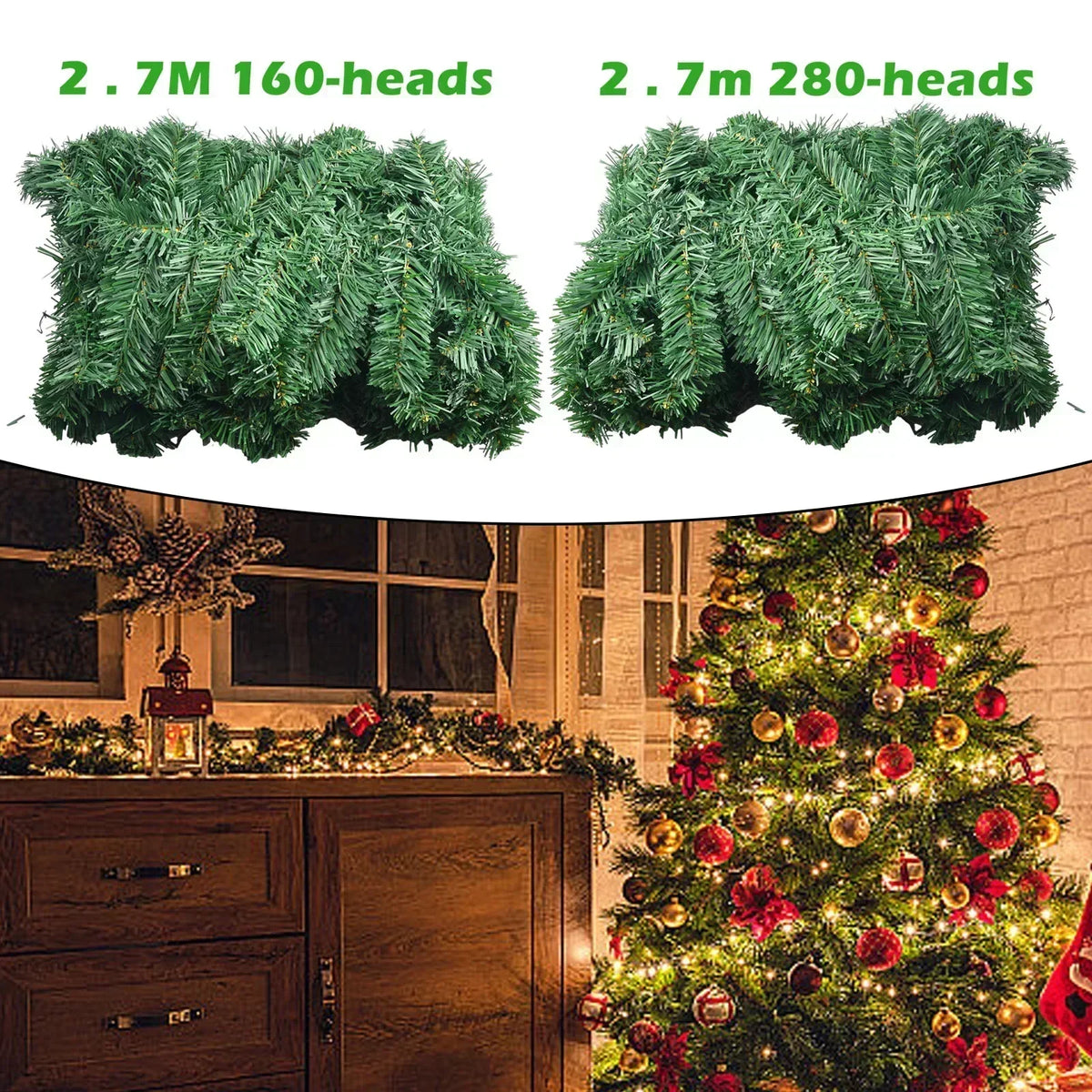 2.7m Christmas Garland for Festive Decorating