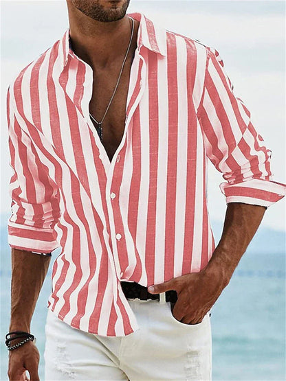Chase | Men’s Summer Casual Striped Long Sleeve Shirt with Button Front