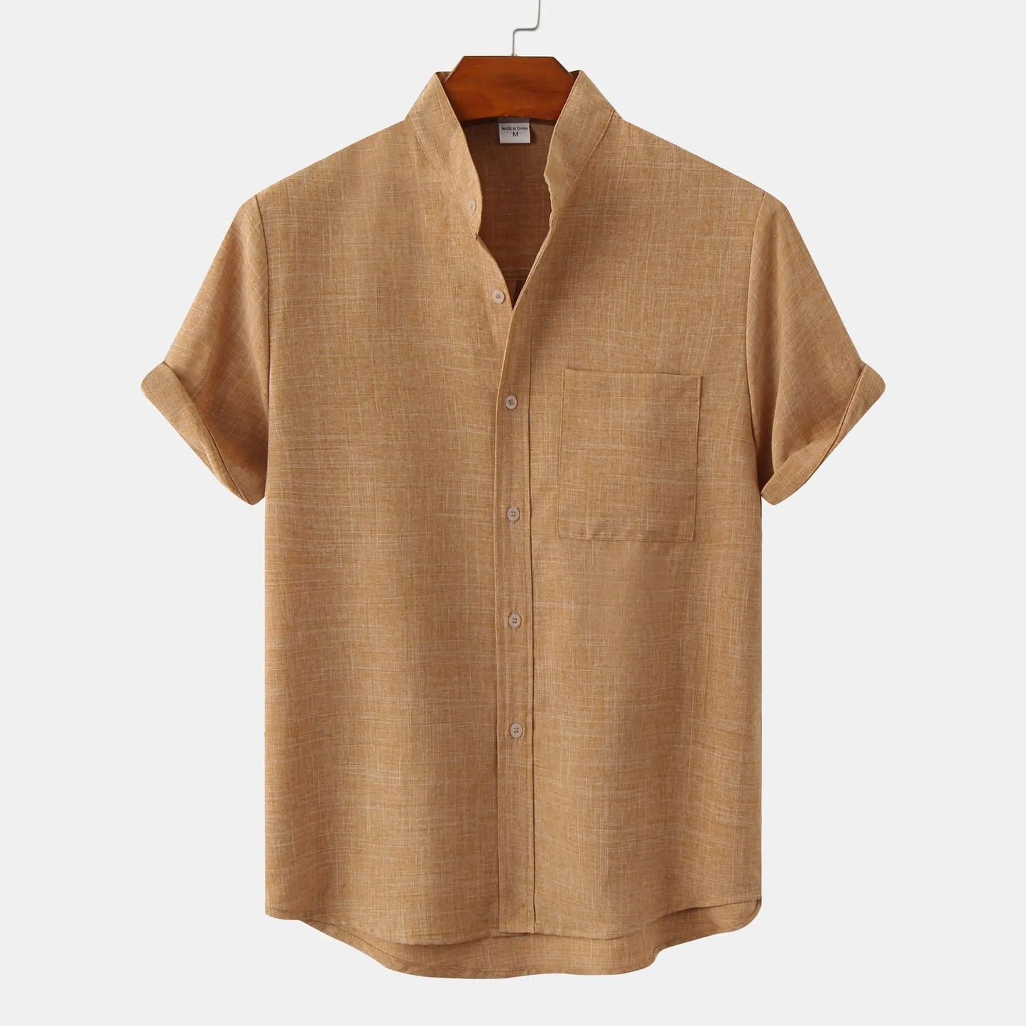 Bruce | Men's Summer Shirt with Collarless Design