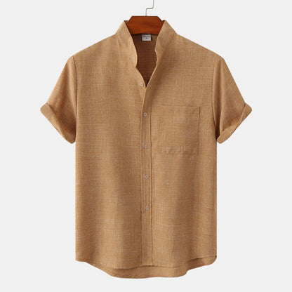 Bruce | Men's Summer Shirt with Collarless Design