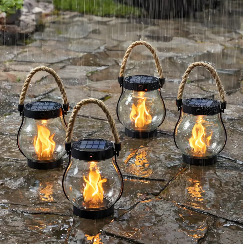 Solar Outdoor Lantern With Flickering Flame