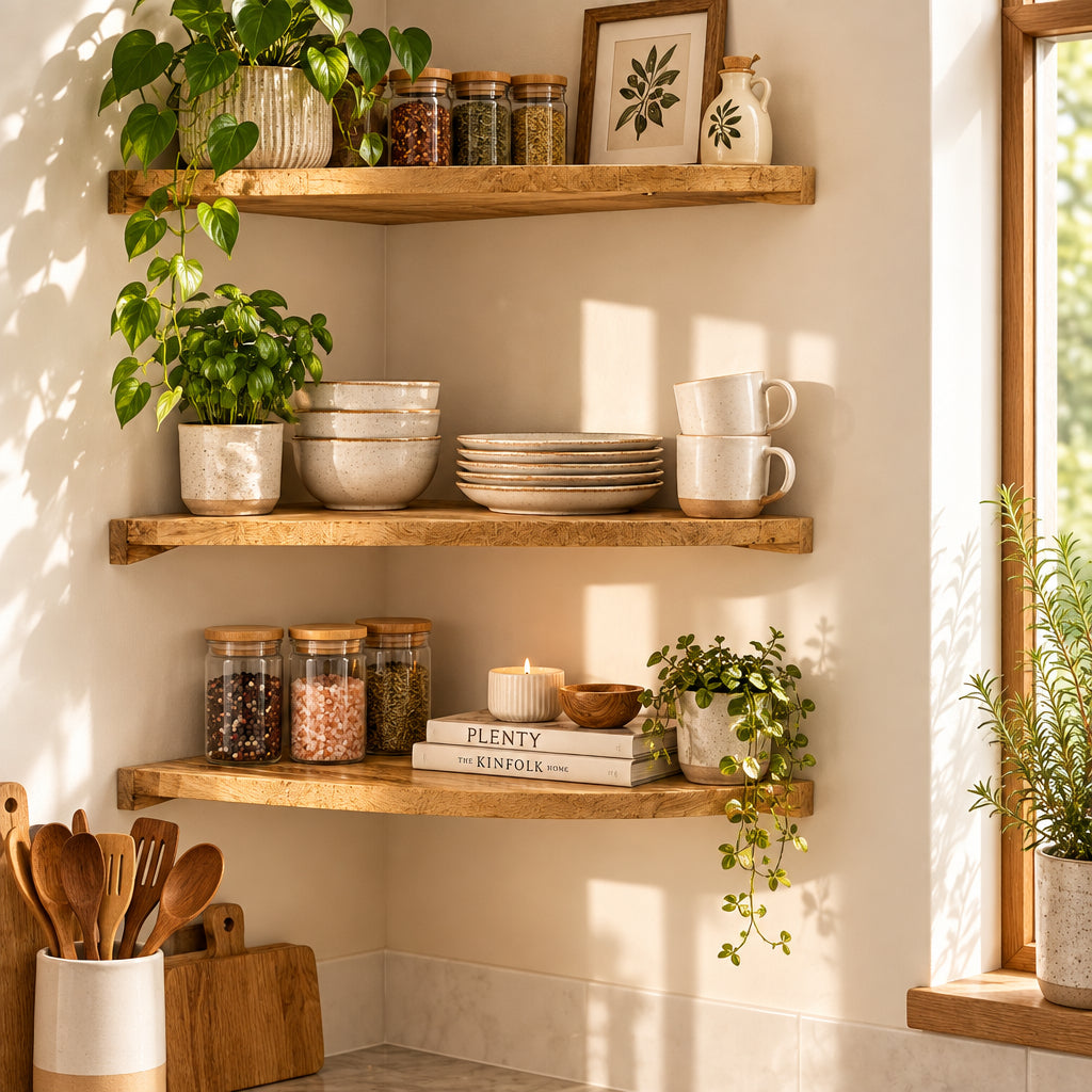 Solid Pine Corner Shelf for Space-Saving Storage