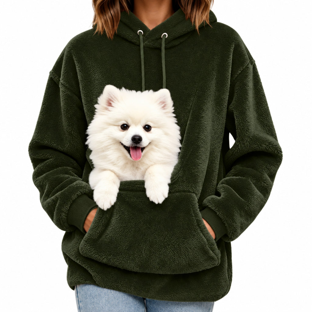 Pet Pocket Fleece Hoodie for Cozy Carrying
