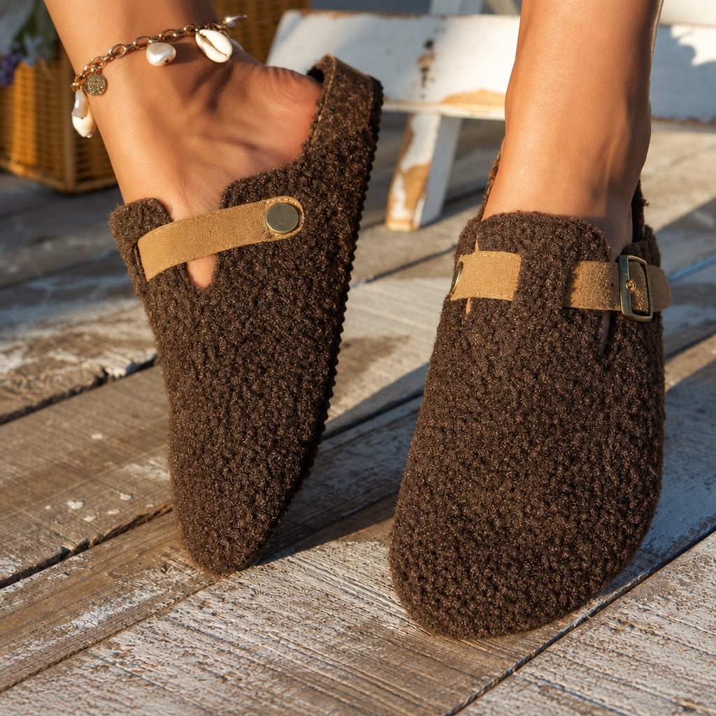Zapatos de lana de oveja para pasos cálidos en invierno