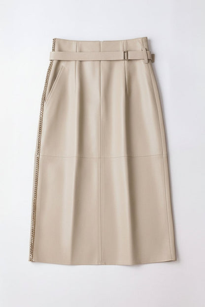 Vella - High-Waisted Sheepskin Leather Skirt with Asymmetrical Design & Pockets 1