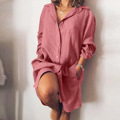 Women's Summer Dress | Long Sleeves & Button Fastening