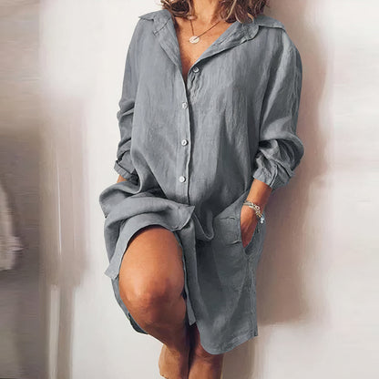 Women's Summer Dress | Long Sleeves & Button Fastening