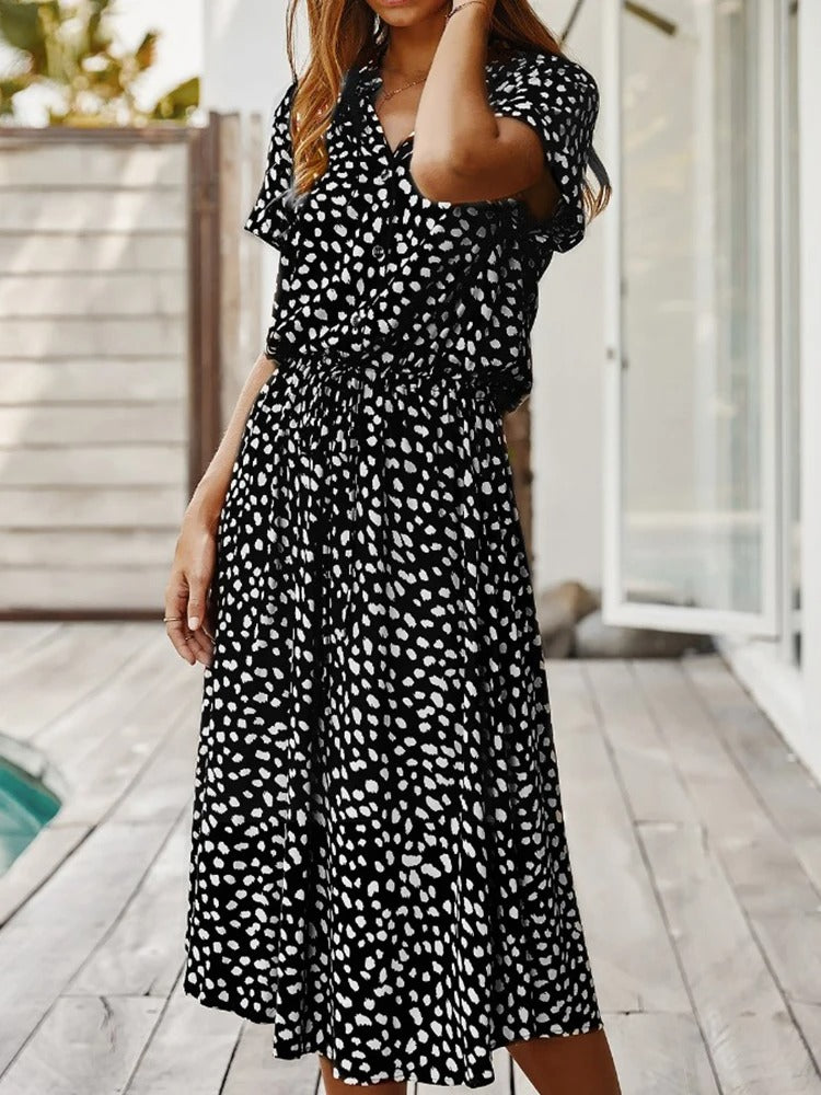 Women's Summer Dress | Midi Length & Adjustable Waist