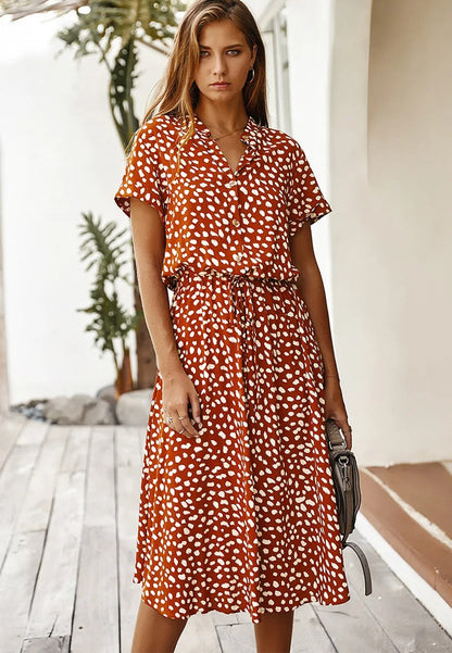 Women's Summer Dress | Midi Length & Adjustable Waist