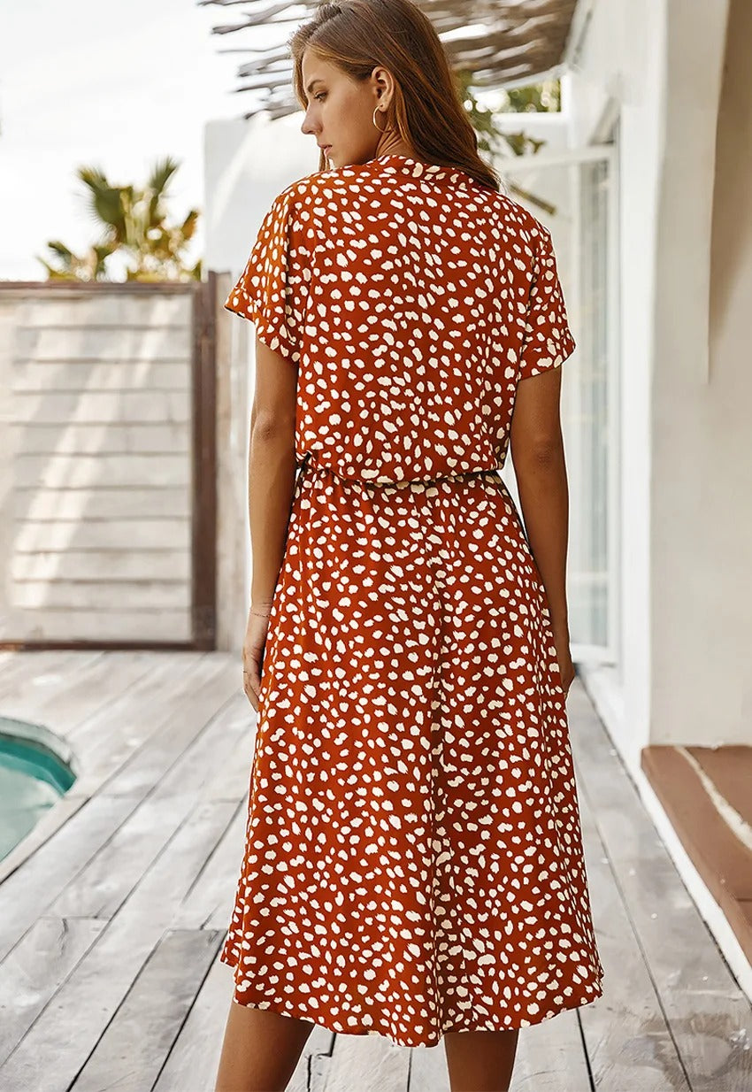 Women's Summer Dress | Midi Length & Adjustable Waist