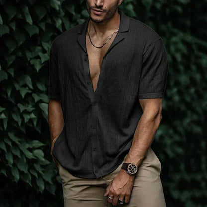 Preston | Men’s Summer Casual Short Sleeve Button-Up Shirt with Camp Collar