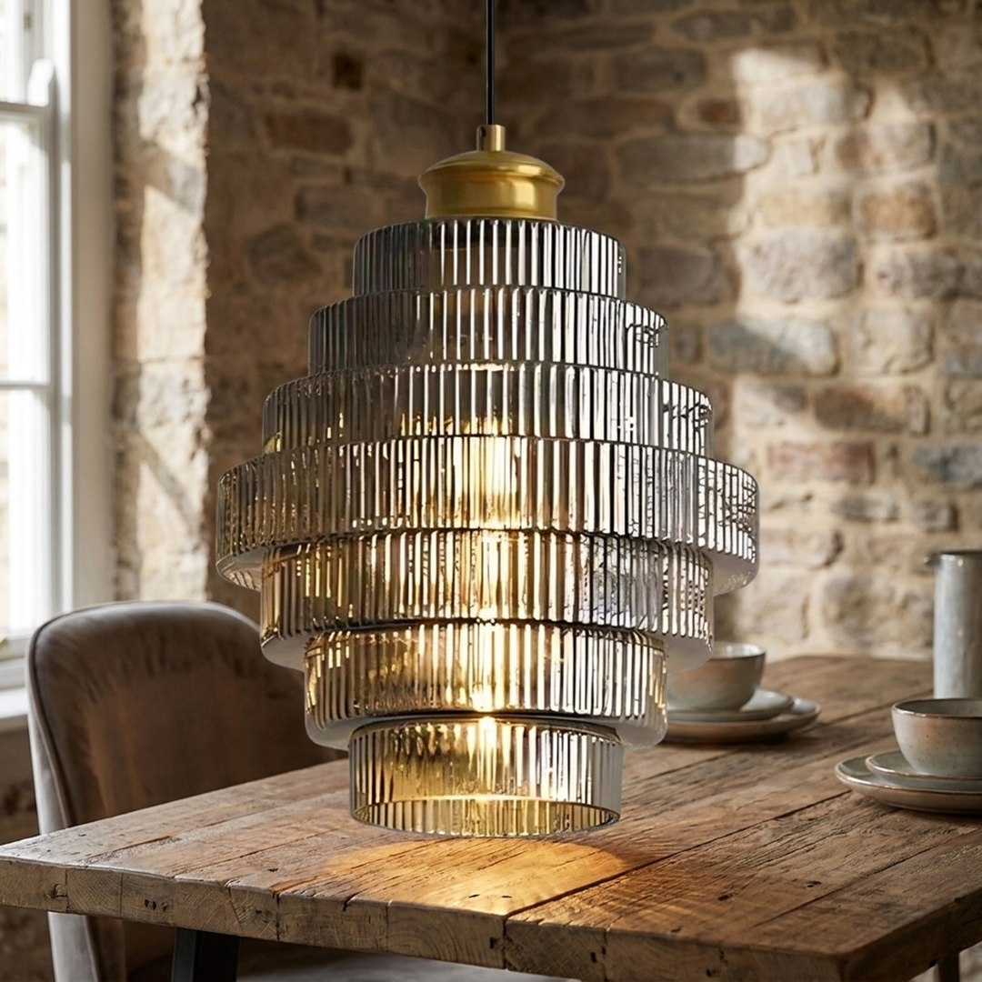 Tiered Glass Pendant Light — Warm Ambient Glow