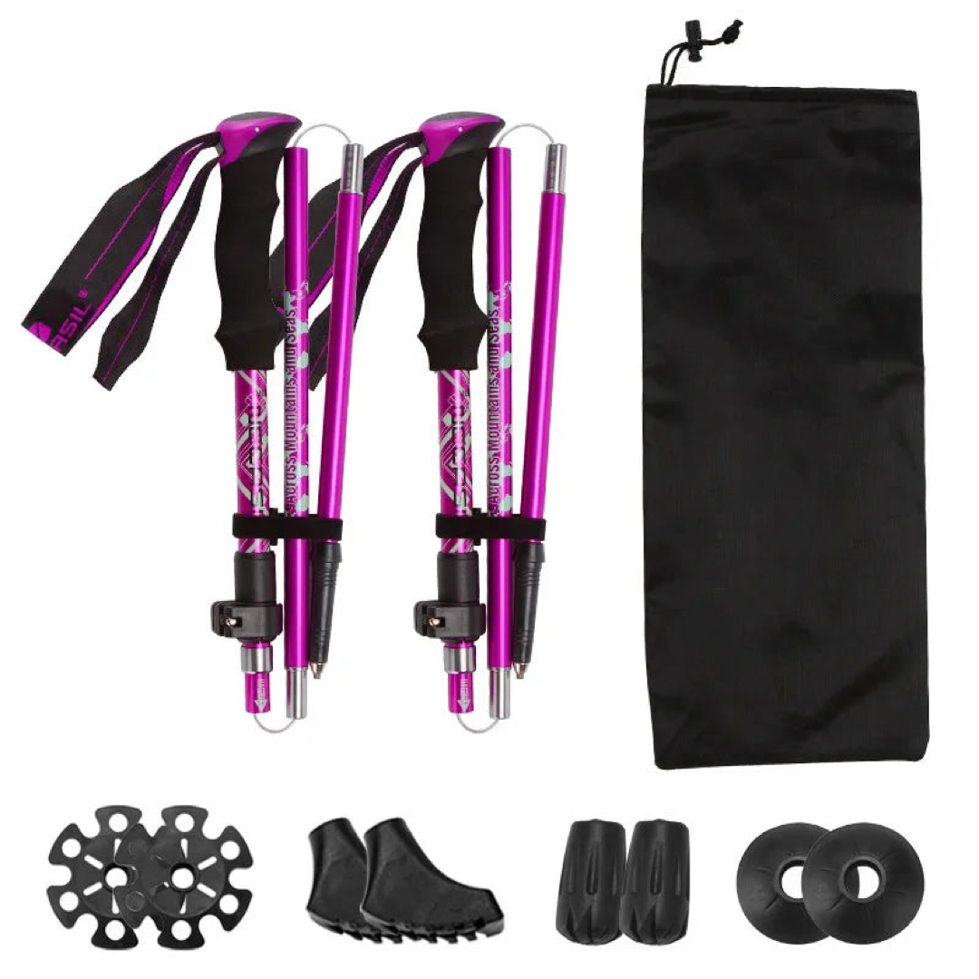 Folding Trekking Pole Pair for Stable Strides