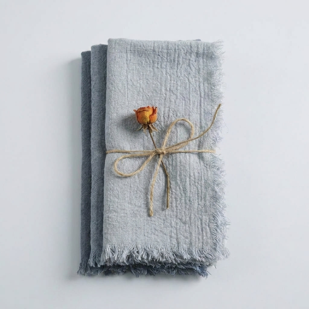 Frayed Cotton Napkin Set for Cozy Tables