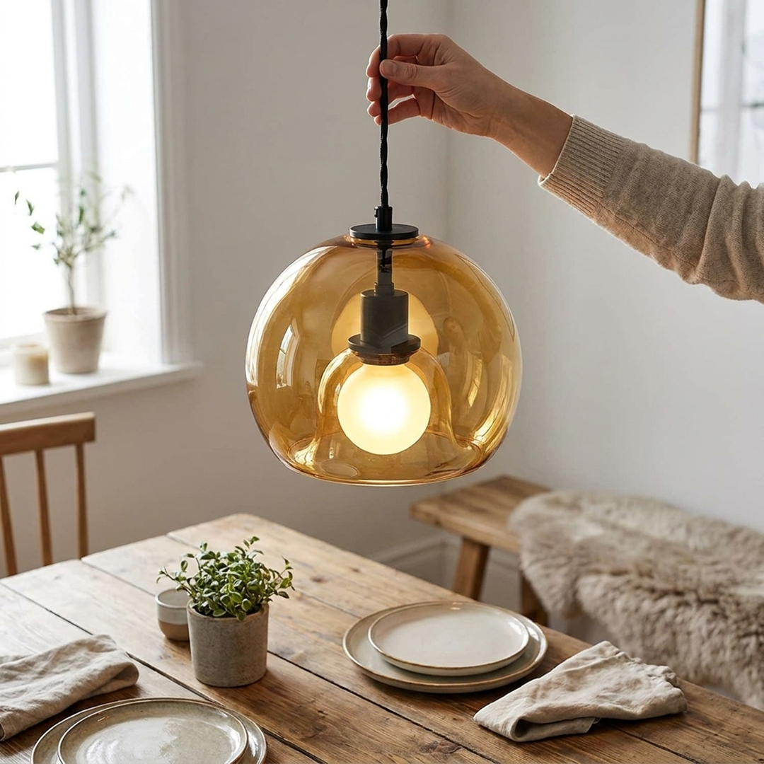 Sculptural Glass Pendant Light for a Warm Glow