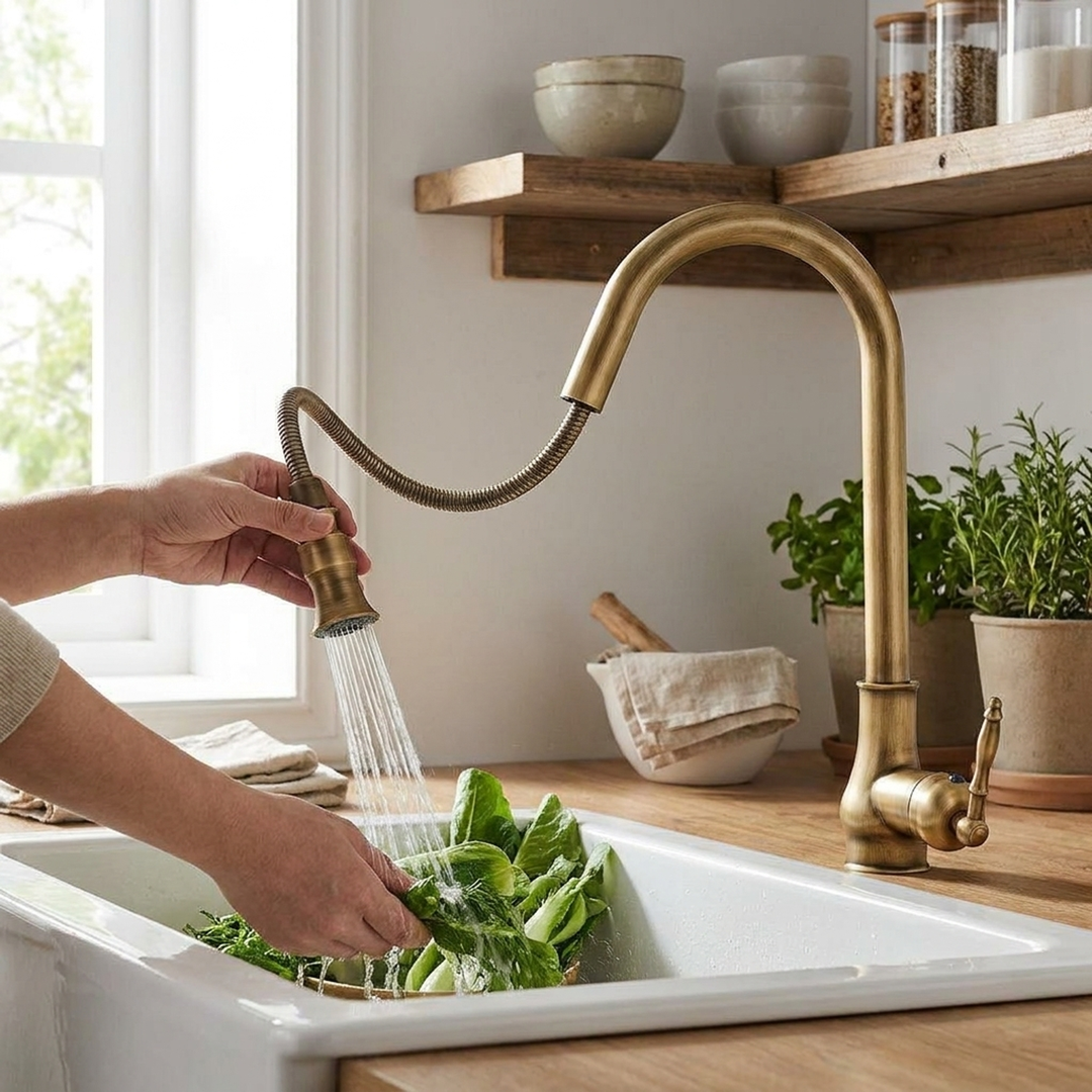 Antique Bronze Kitchen Faucet for Easier Rinsing