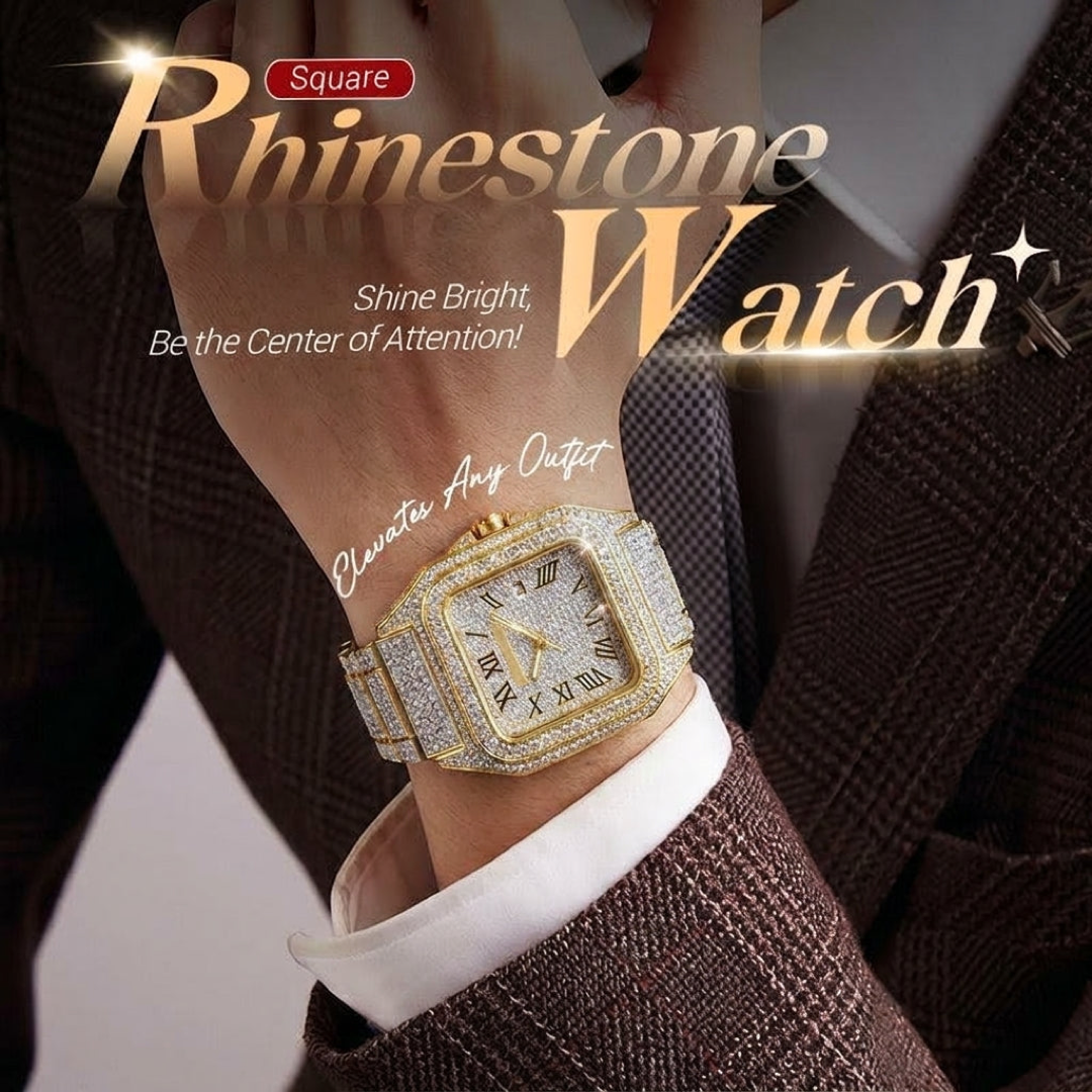 Square Rhinestone Watch for Day-to-Night Style