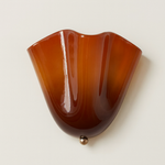 Sculpted Amber Glass Sconce for Glare-Free Warmth
