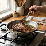 Coating-Free Frying Pan for Even Cooking