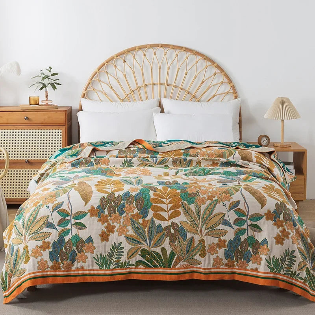 Floral Cotton Coverlet for Cool Summer Comfort