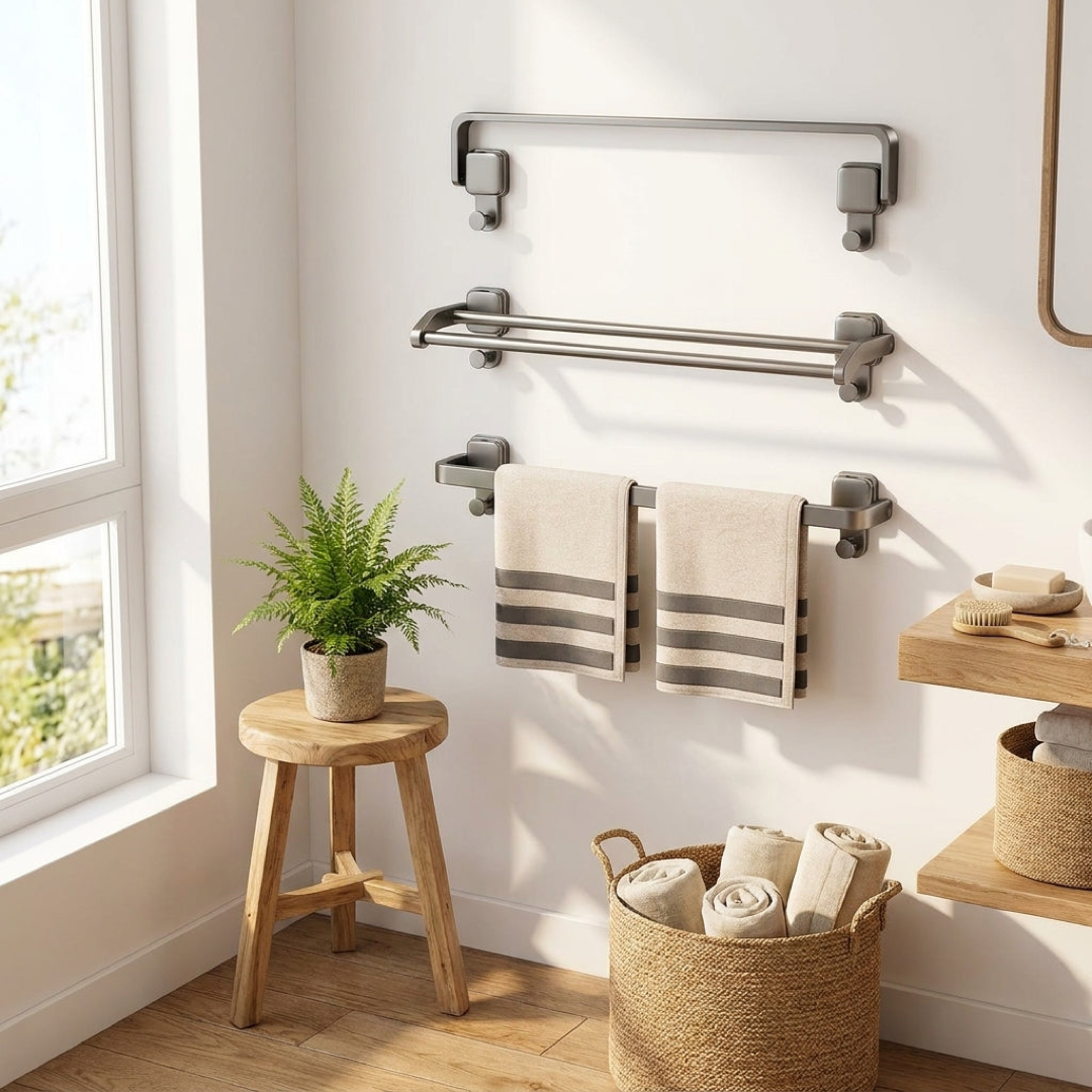 Folding Towel Bar for Damage-Free Organization