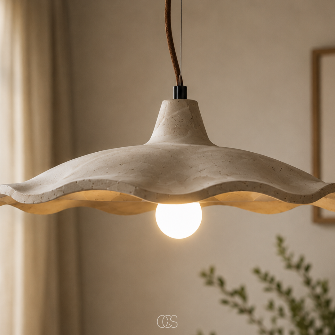 Lotus Travertine Pendant Light for a Warm Glow
