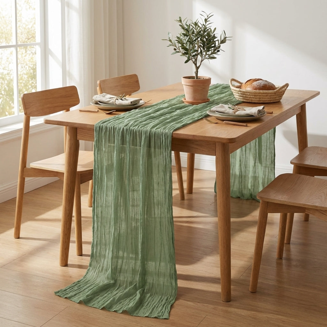 Gauze Table Runner for Effortless Rustic Style