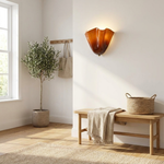 Sculpted Amber Glass Sconce for Glare-Free Warmth