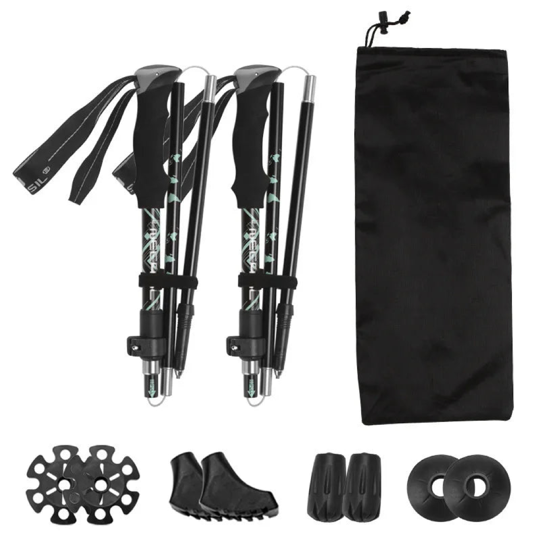 Folding Trekking Pole Pair for Stable Strides