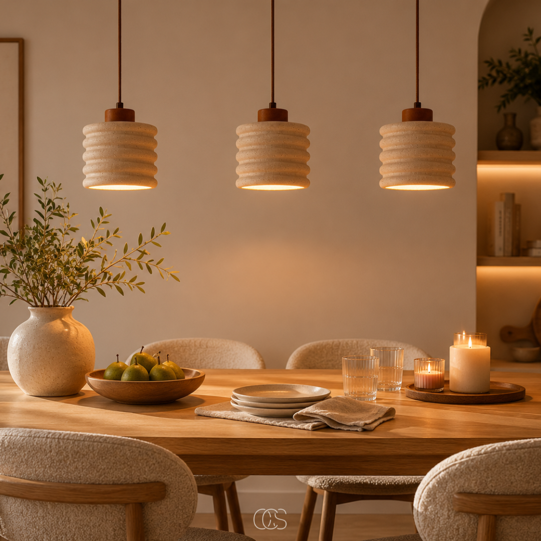 Travertine Walnut Pendant Light for a Warm Glow