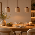 Travertine Walnut Pendant Light for a Warm Glow