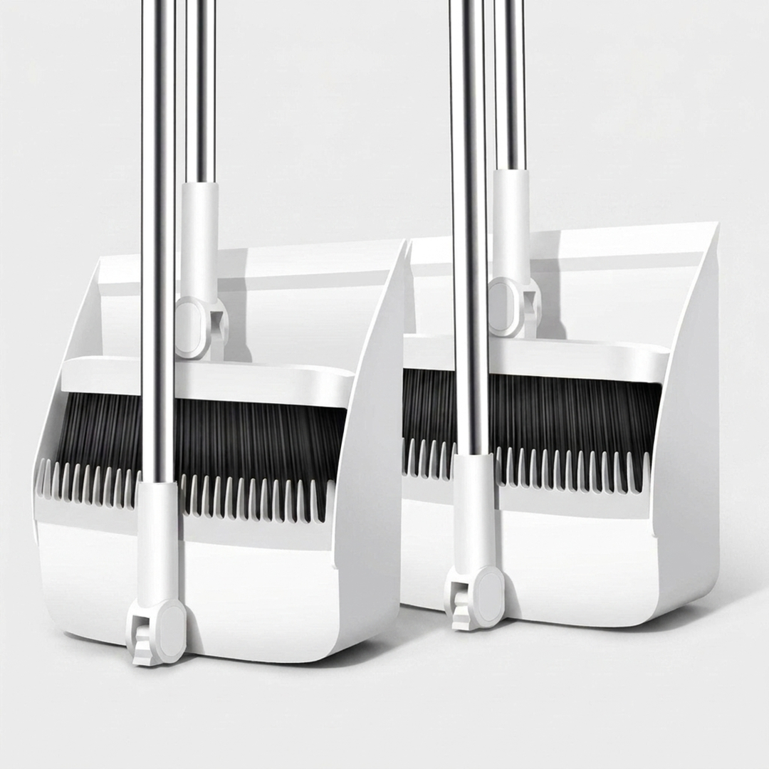 Pivoting Broom & Dustpan Set for Corner Reach