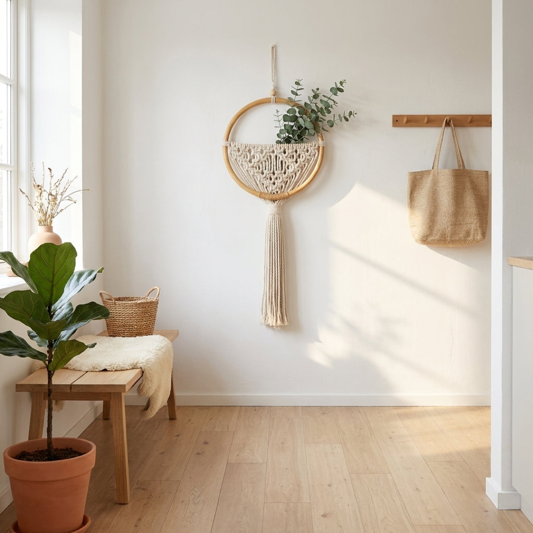 Round Macrame Plant Holder Wall Art