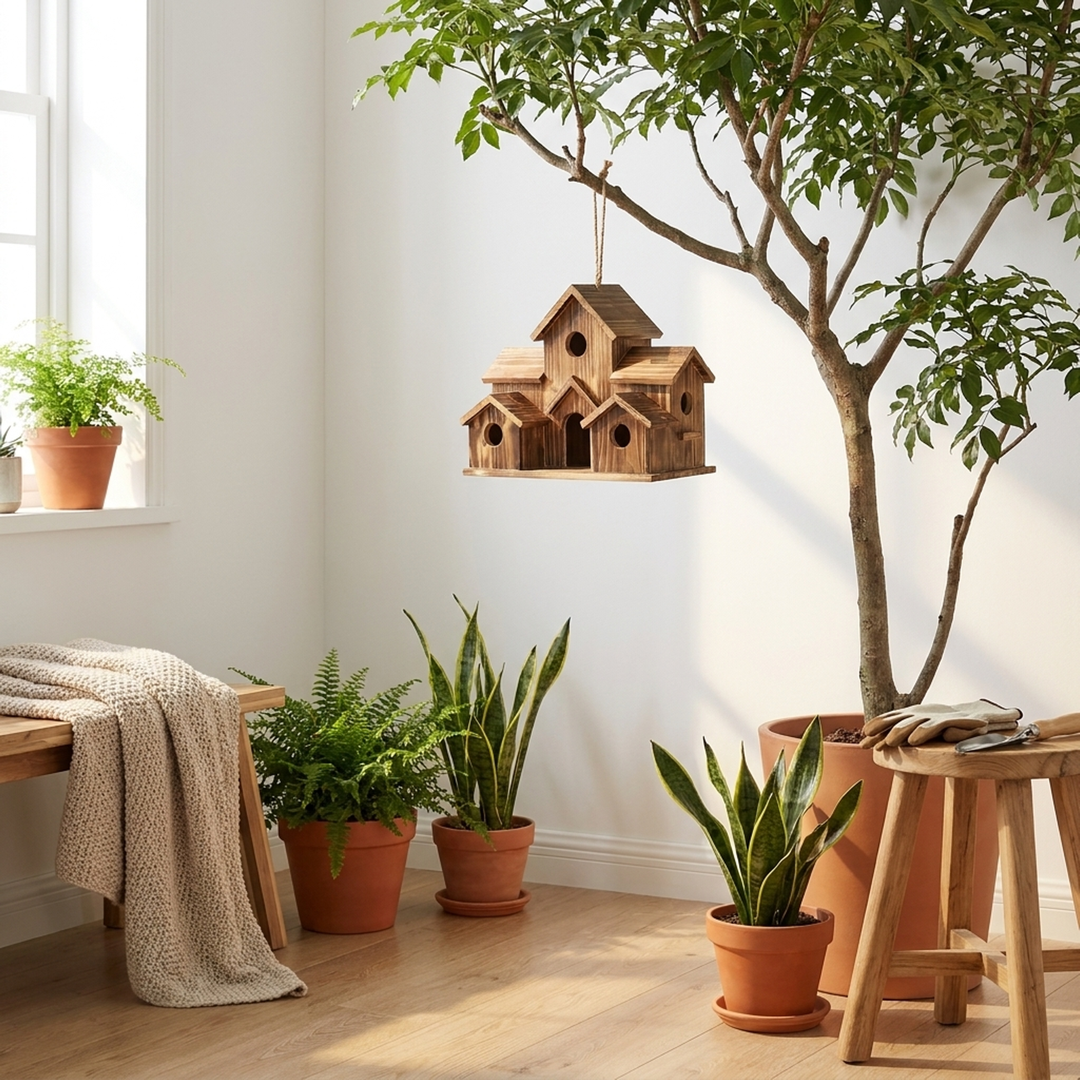 Hanging Wooden Birdhouse for Small Birds