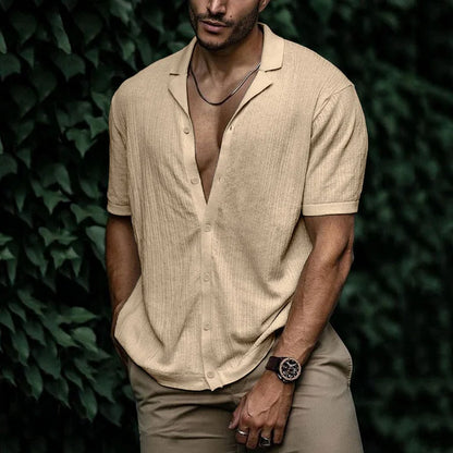 Preston | Men’s Summer Casual Short Sleeve Button-Up Shirt with Camp Collar