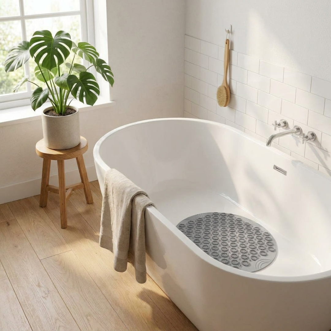 Round Non-Slip Bath Mat with Suction Cups
