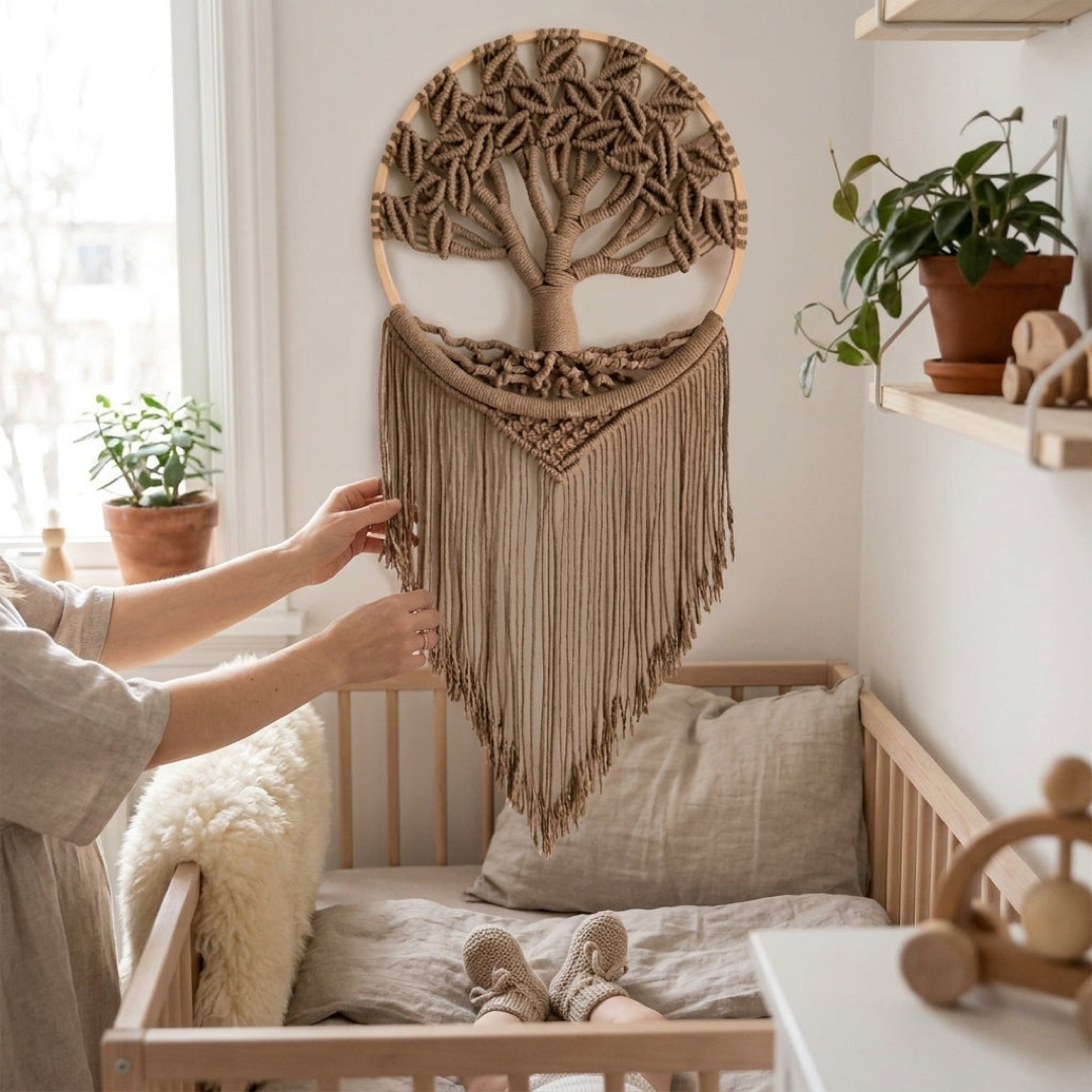 Woven Tree Wall Art for a Calming Boho Touch