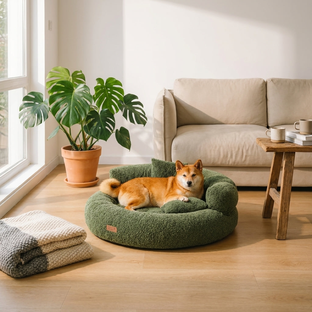 Bolster Donut Cuddler Dog Bed with Washable Cover