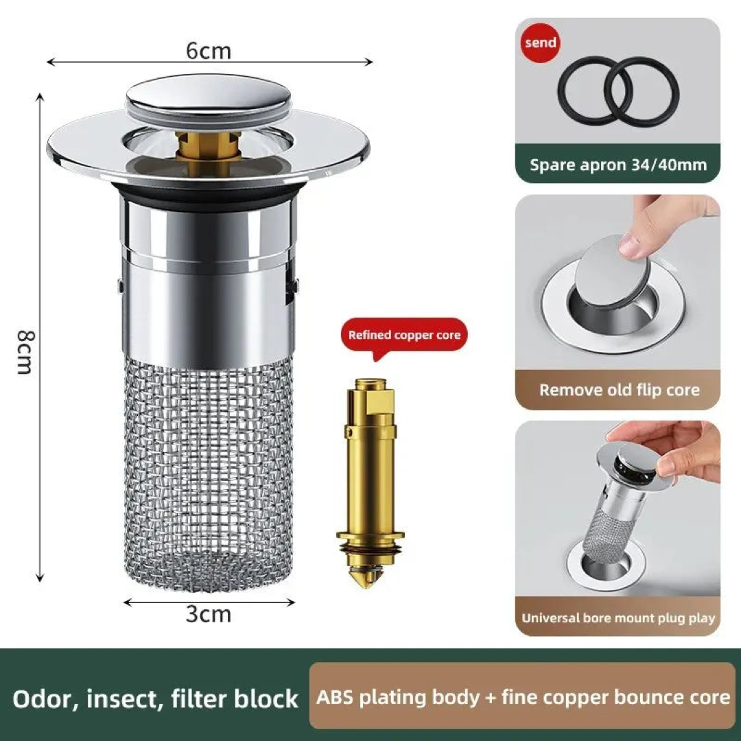Pop-Up Sink Stopper for Clog-Free Drainage